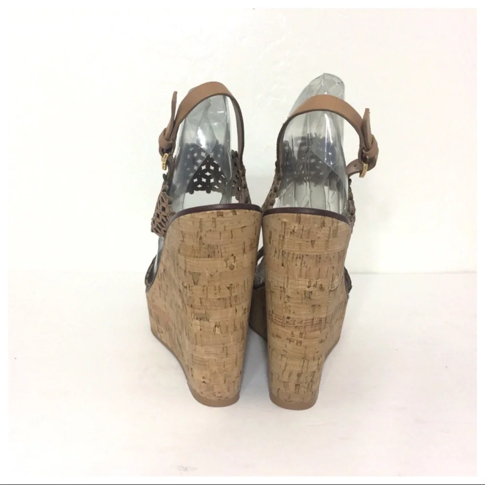 Tory Burch Tan Cork Wedge Sandals